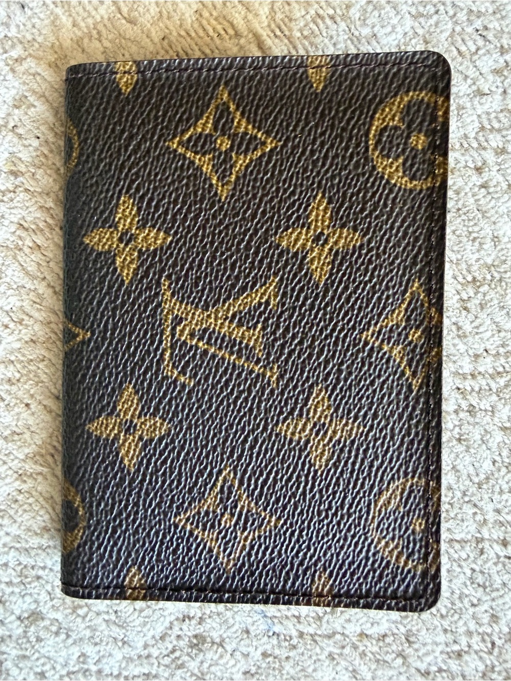 Louis Vuitton Monogram Canvas Card & Passport Sleeve in Brown and Gold